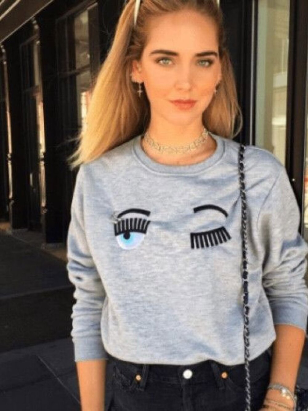 Chiara Ferragni flirting crop sweatshirt